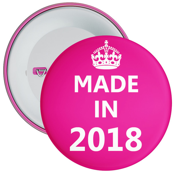 Pink Made in 2018 Birthday Badge