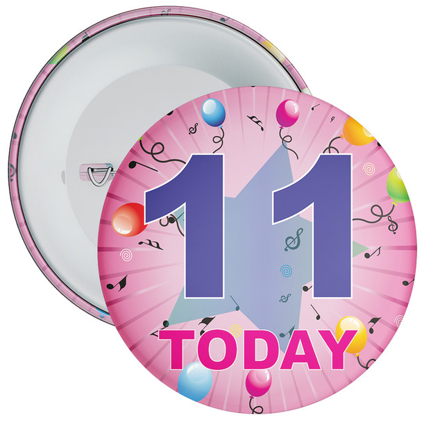 11th Birthday Badge Pink