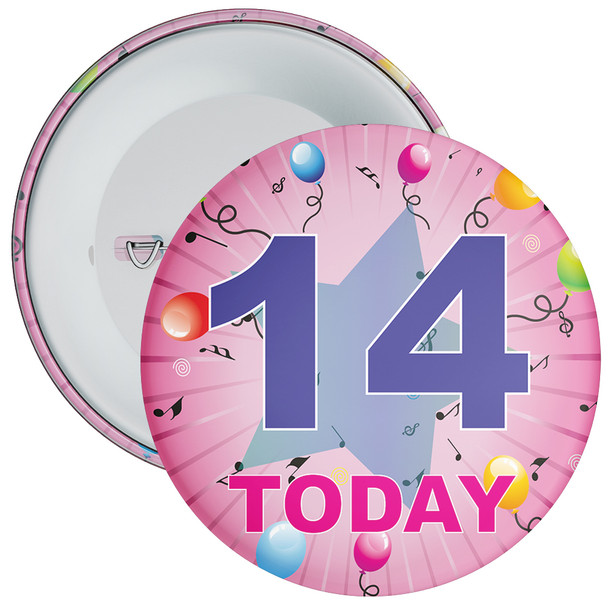 14th Birthday Badge Pink - Age 14 Badge