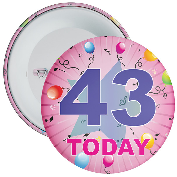 43rd Birthday Badge Pink