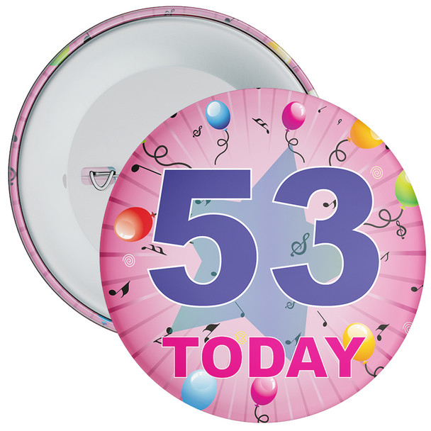 53rd Birthday Badge Pink