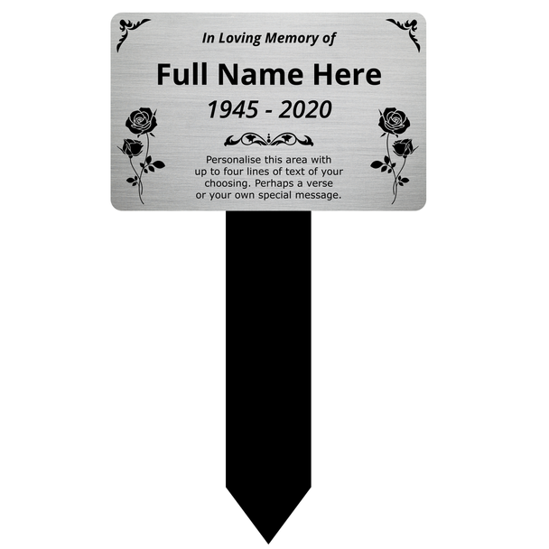 Personalised Memorial Plaque - In Loving Memory Plaque - Rose