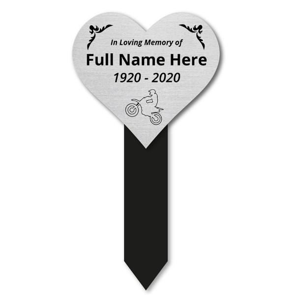 Personalised Memorial Plaque - Heart In Memory Plaque - Motorbike