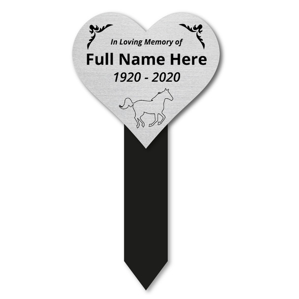 Personalised Memorial Plaque - Heart In Memory Plaque - Horse
