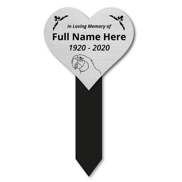 Personalised Memorial Plaque - Heart In Memory Plaque - Parrot