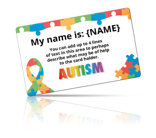 Personalised Autism Card with Card Holder and Lanyard