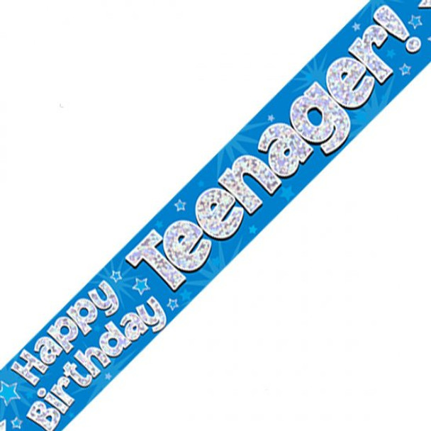 Happy Birthday Teenager! Blue Holographic Banner