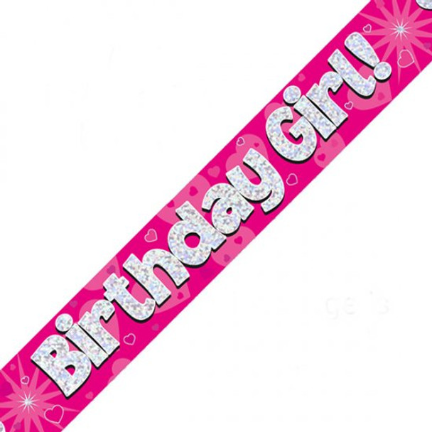 Birthday Girl Pink Holographic Banner