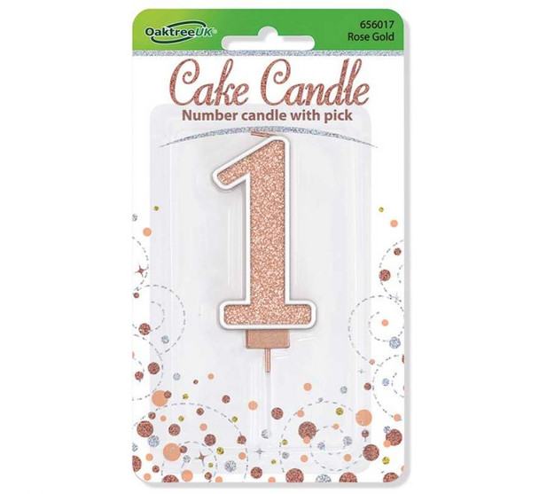 1 Rose Gold Glitter Cake Candle