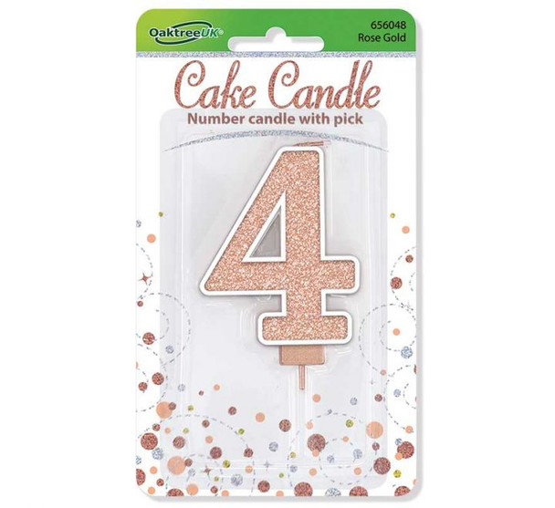 4 Rose Gold Glitter Cake Candle