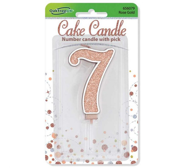 7 Rose Gold Glitter Cake Candle