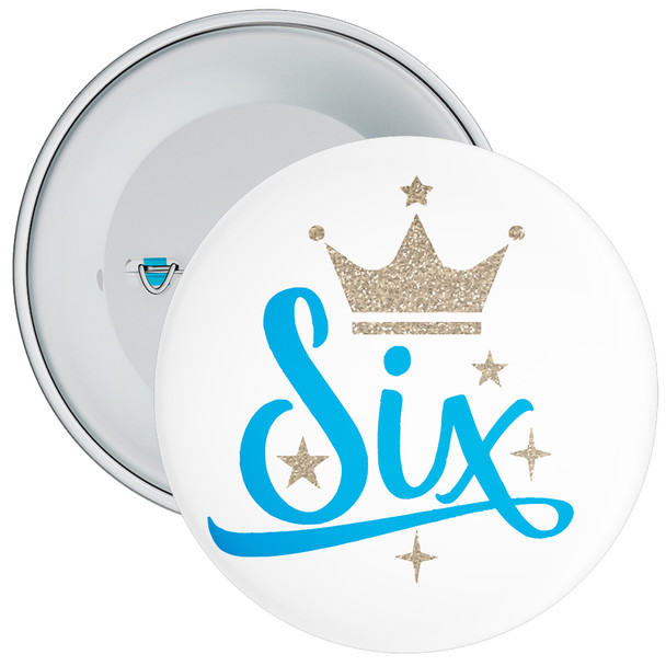 Crown 6th Birthday Badge Blue