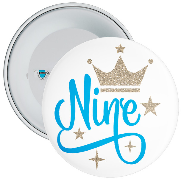 Crown 9th Birthday Badge Blue