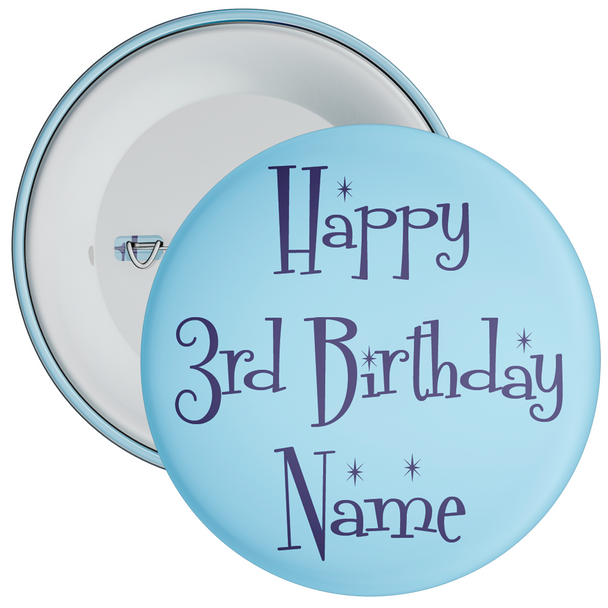 3rd Birthday Blue Personalised Birthday Badge