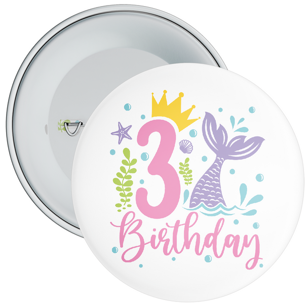 Mermaid 3rd Birthday Badge