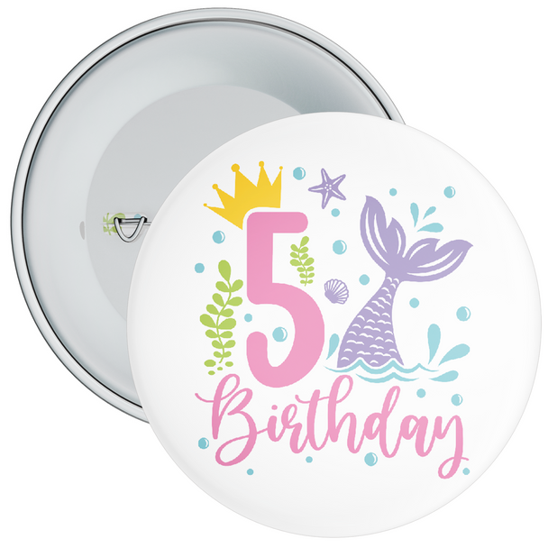 Mermaid 5th Birthday Badge