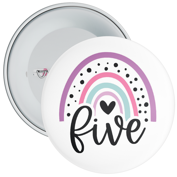Rainbow 5th Birthday Badge - Age 5 Badge - Girl