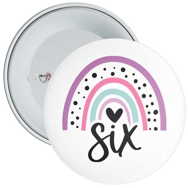 Rainbow 6th Birthday Badge - Age 6 Badge - Girl