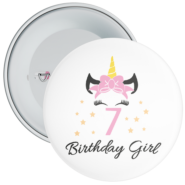7th Unicorn Birthday Girl Badge