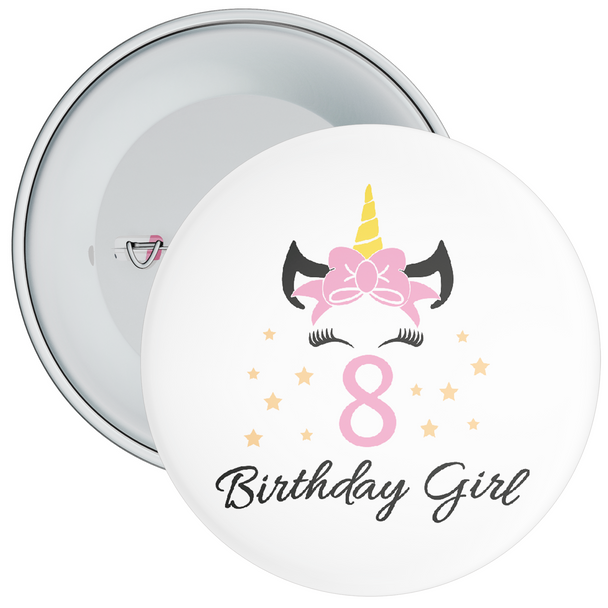 8th Unicorn Birthday Girl Badge