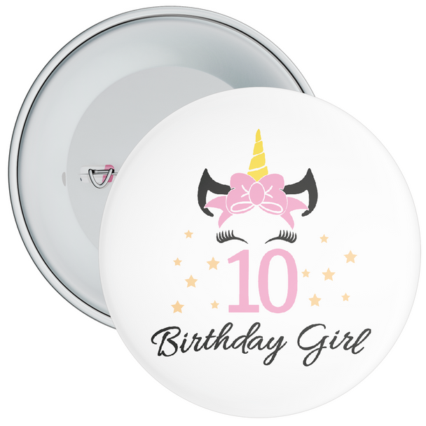 10th Unicorn Birthday Girl Badge