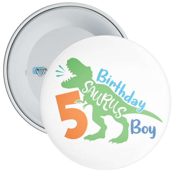 5th Birthday Boy Dinosaur Birthday Badge