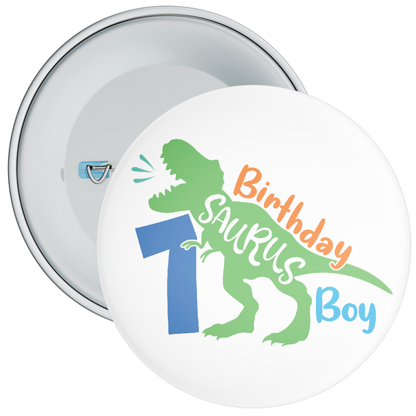 7th Birthday Boy Dinosaur Birthday Badge