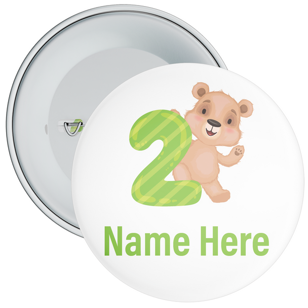 Personalised Bear 2nd Birthday Badge