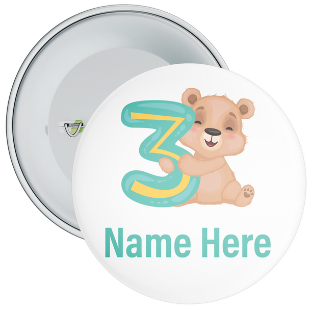 Personalised Bear 3rd Birthday Badge