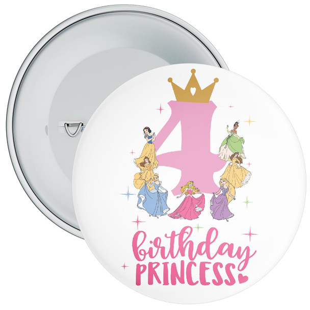 Pink 4th Birthday Princess Badge
