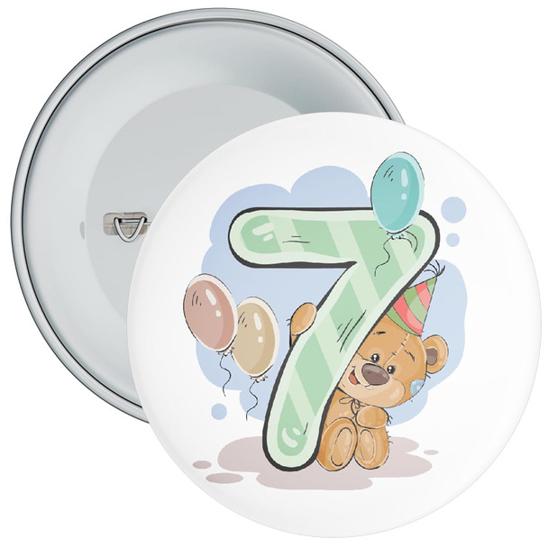 Teddy Bear 7th Birthday Badge