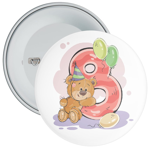 Teddy Bear 8th Birthday Badge