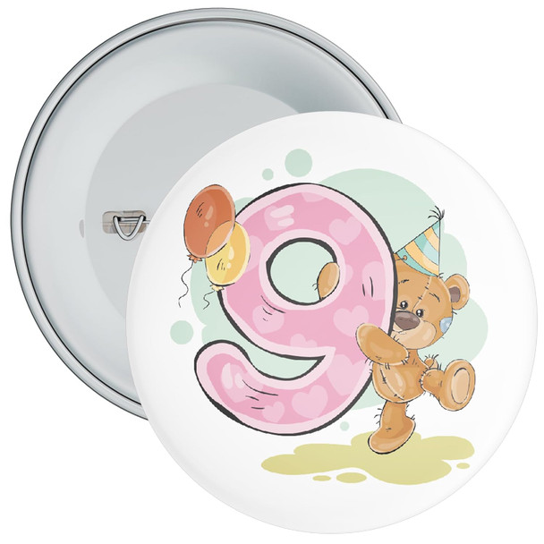 Teddy Bear 9th Birthday Badge