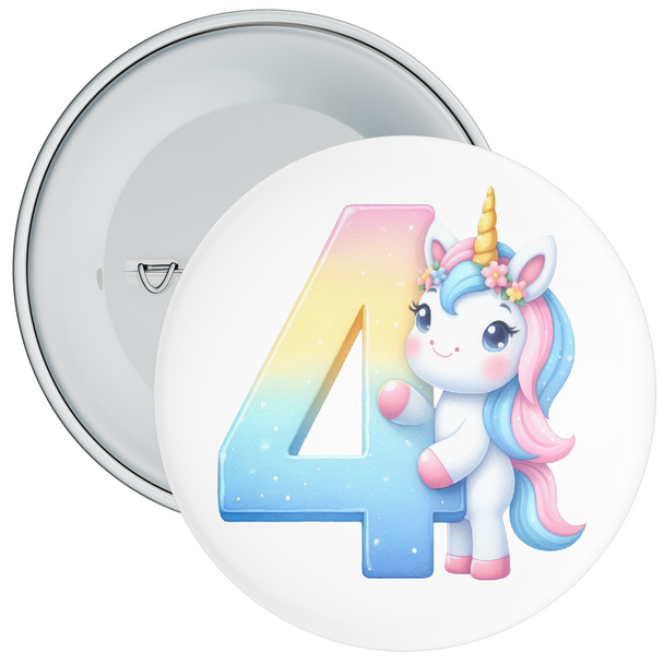 Pastel 4th Birthday Badge Unicorn Themed