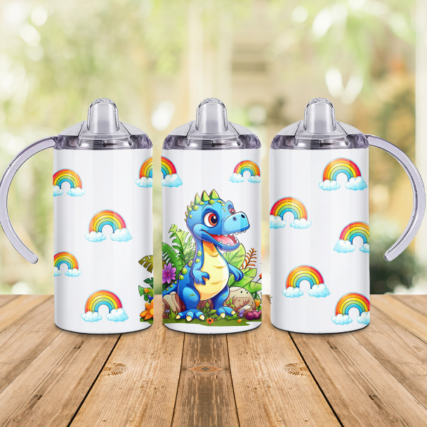 Rainbow Dino Design - 12oz Sippy Cup