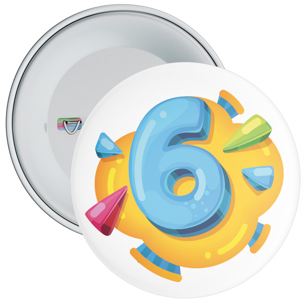 Colourful 6th Birthday Badge - Age 6 Badge - Colourful
