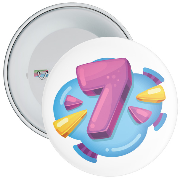 Colourful 7th Birthday Badge - Age 7 Badge - Colourful