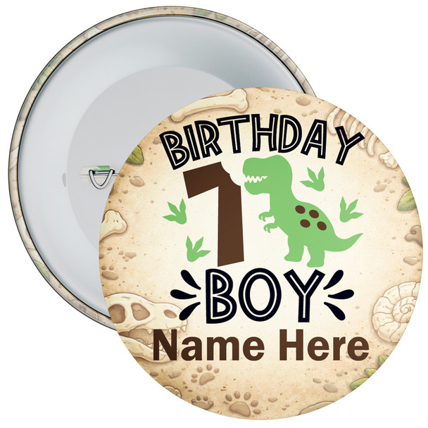 Personalised 7th Birthday Dinosaur Birthday Badge Child - Age 7 Badge - Boy