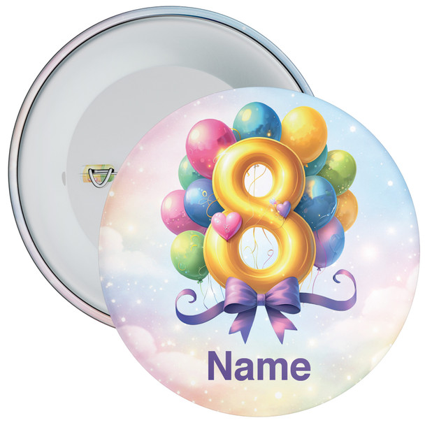 Personalised Balloon 8th Birthday Badge Child – Age 8