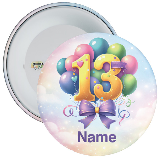Personalised Balloon 13th Birthday Badge – Age 13