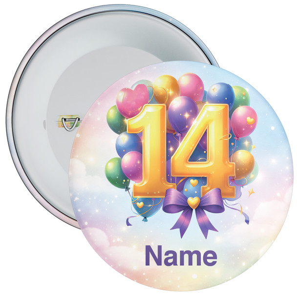 Personalised Balloon 14th Birthday Badge – Age 14
