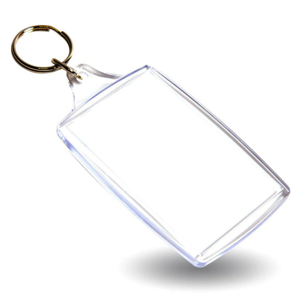 Acrylic Printed Insert Keyring - 70 x 45mm - Bulk Keyrings - Plastic - Clear