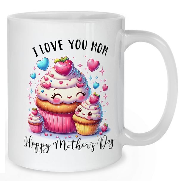 I Love You Mom Cupcake Sweetheart Mug - Mother Mug