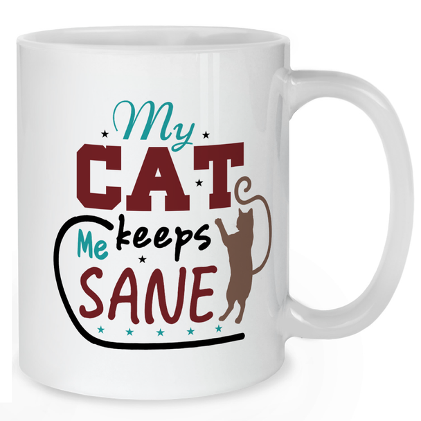 My Cat Keeps Me Sane Colourful Cat Lover Mug