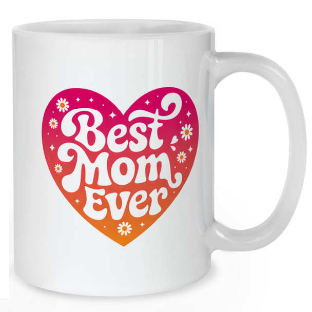 Best Mum Ever Retro Heart Mug - Mother Mug