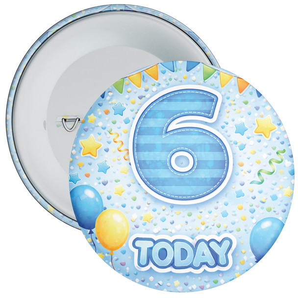 Blue 6th Birthday Badge Child – Age 6 Today