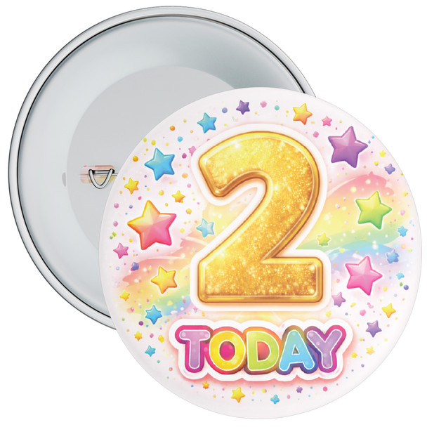 2 Today Birthday Badge Child – Rainbow Stars Design – Age 2