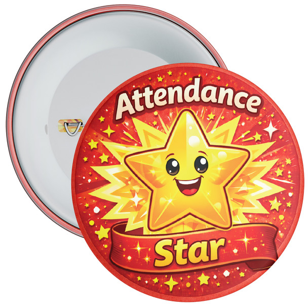 Attendance Star School Attendance Badge – Red Star Reward Badge for Pupils