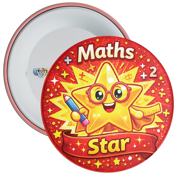 Red Maths Star School Badge Pack - Maths Reward School Badges for Classroom Achievement (Pack of 20)