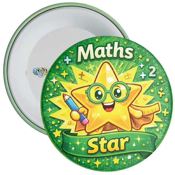 Green Maths Star School Badge Pack - Maths Reward Badges for Pupils (Pack of 20)